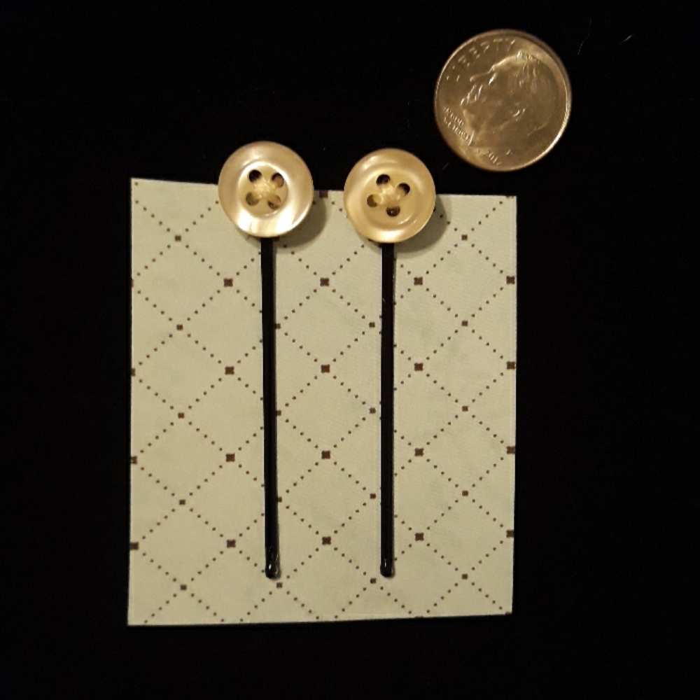 Yellow Button Hair Pins